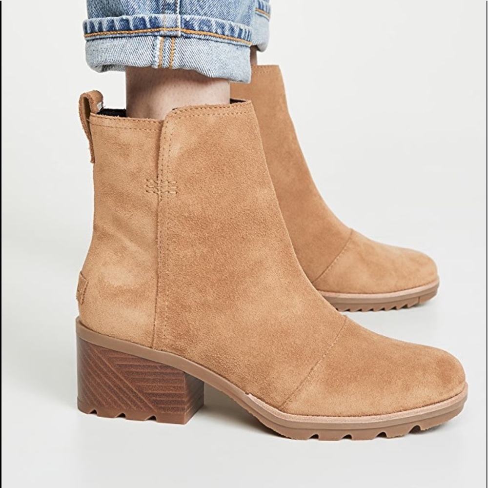 New In Box Sorel Cate Booties Camel Brown,Size 11